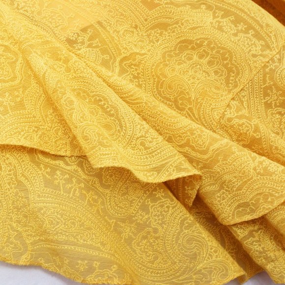 Marissa Webb 100% Silk Sofia Embroidered Ruffle Midi Dress L Saffron Yellow $798 - Picture 7 of 16